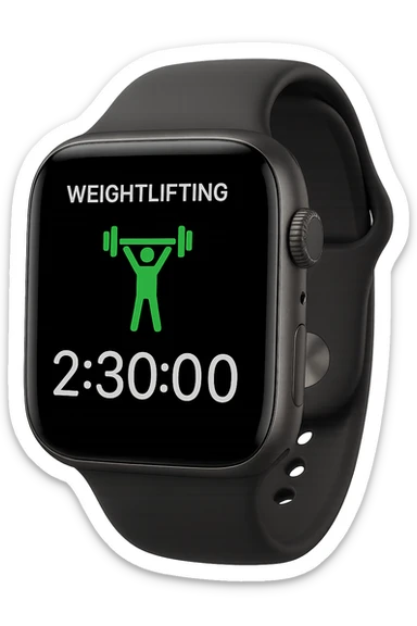 smartwatch con modalità attiva di pesi che segna 2 ore e mezza di palestra, REALISTICA 4K sticker