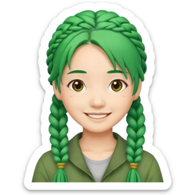 chinese green haired tourist with braids sticker
