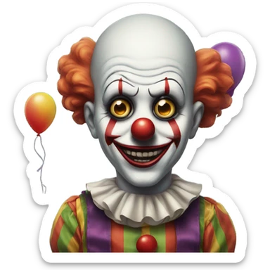 Creepy clown with a ballon sticker