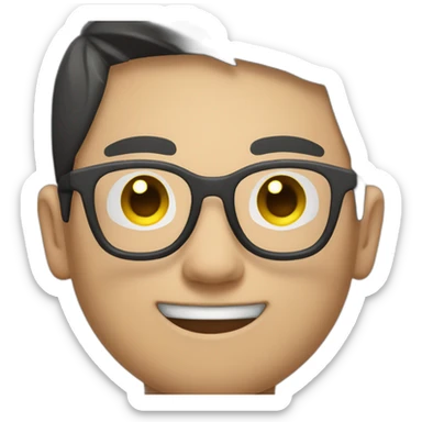 asian boy in specs with one dumbbell on the side sticker