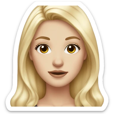A white girl with dark brown eyes long lashes and blonde hair  sticker