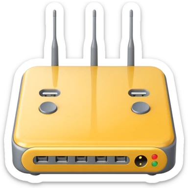 a real, highly realistic modem with antennas sticker