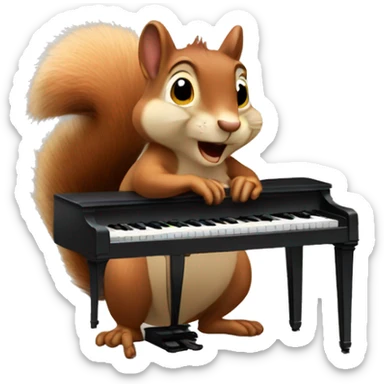 Squirrel play piano sticker