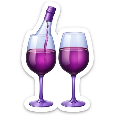Realistic sparkling diamond glam bottle of Purple Wine and matching long stem wine glass. sticker