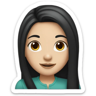 White Girl with long black hair and dimples sticker