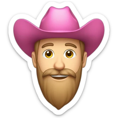 Caucasian guy with a full beard and a pink cowboy hat greeting someone and tipping their hat sticker