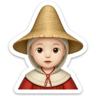 ancient latin baby conical hat, white, half body sticker