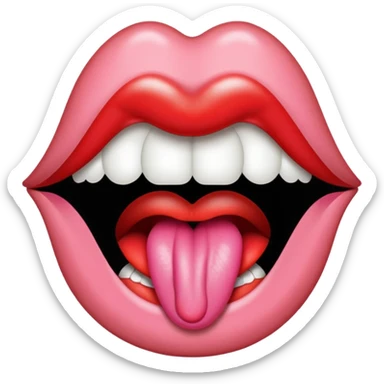 a mouth with its tongue sticking out, referencing the Rolling Stones album sticker