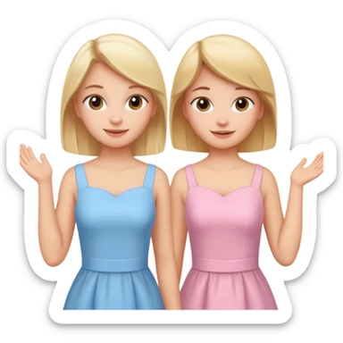 happy princesses blonde girl in light blue dress and brunette girl in light pink dress sticker