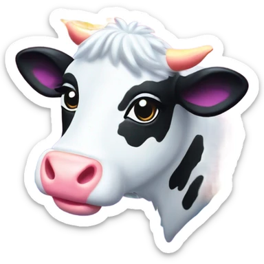 Lisa frank glitter sun star rainbow fluffy cow sticker