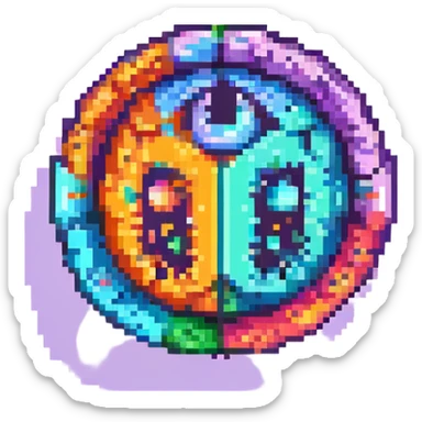 Discord logo in a Geometry Dash-inspired style, using bold geometric forms, digital effects, and vivid colors sticker