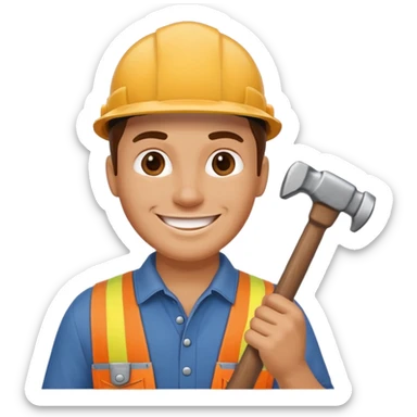 a handyman holding a hammer sticker