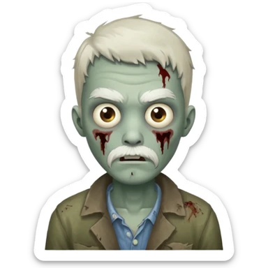 young zombie with white mustache sticker