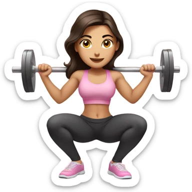 Pretty brunette women squatting weights in light pink sticker