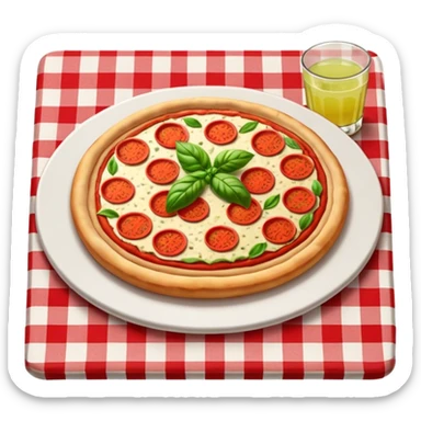 Margarita pizza on a Italian restaurant table sticker