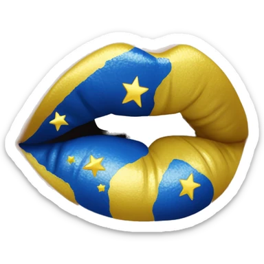 Blue lips with yellow highlights, theme stars, magical, kiss, 💋, just lips one pair of lips  sticker