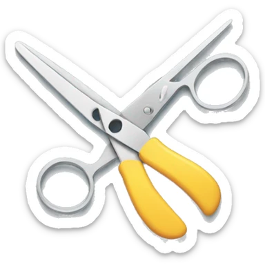 a pair of scissors cutting a film  sticker