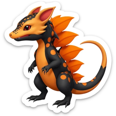 Magmatic furry spotted Salandit-Noibat-Litten-Hybrid (Full body) sticker