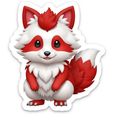 Cute cool white red animal hybrid Fakemon full body sticker