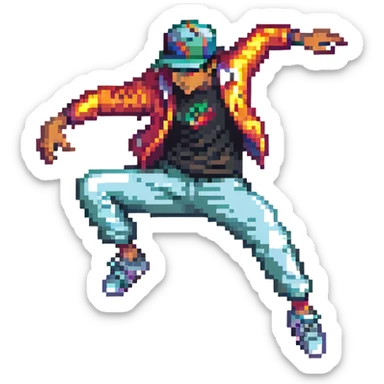 breakdancer mid-move sticker