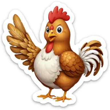 Chicken holding a chicken wing sticker