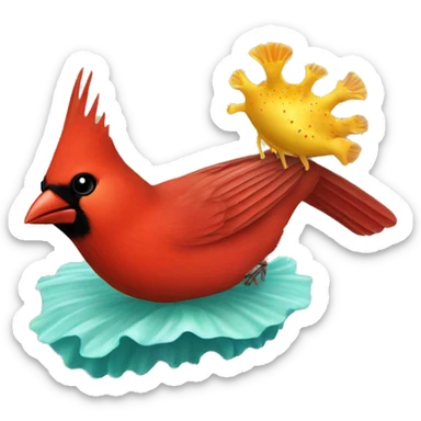 Cardinal flying with sea slug on back sticker