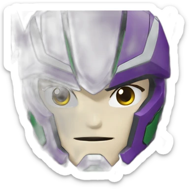 purple and green gundam barbatos face sticker