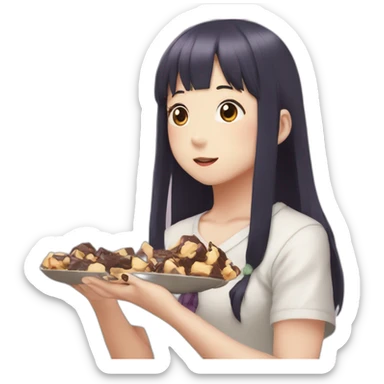 Hinata from haiyku eating a choclate sticker