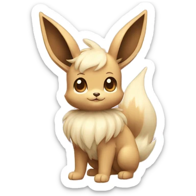 Kawaii Shiny Pastel Beige Eevee Full Body sticker
