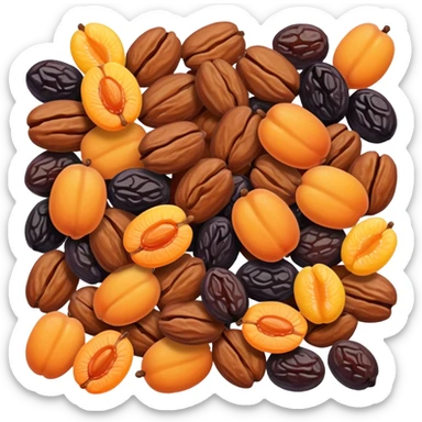 dried fruits assortment with raisins, dried apricots, prunes and dates sticker