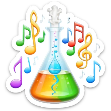 flask beaker science with music coming out sticker