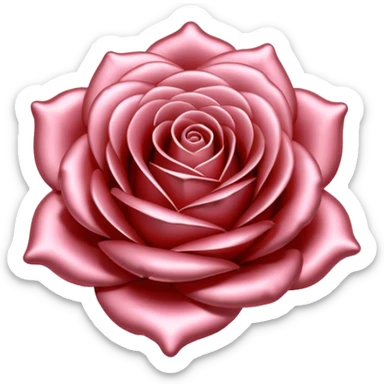 A rose emoji made of liquid silver metal minimalistic iOS emoji style, centered sticker