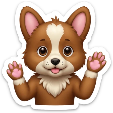puppy with paws up that tried sticker