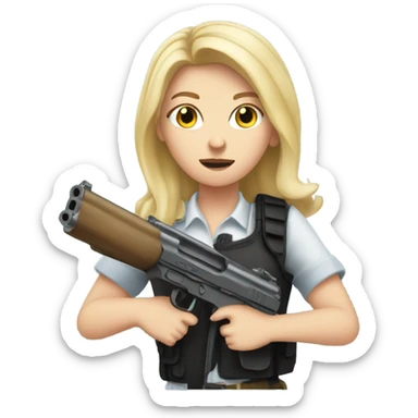 Blonde white girl holding a gun sticker