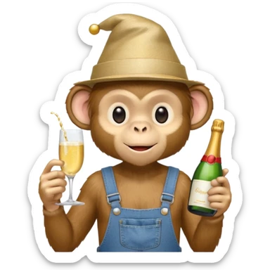 changuito con overol en una fiesta sticker