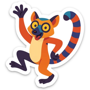 exotic lemur in a funny pose, creative style sticker