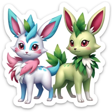 Shiny Exotic Sylveon-Skitty-Shaymin-Leafeon-Bayleaf-Meganium-Hybrid-Creature sticker