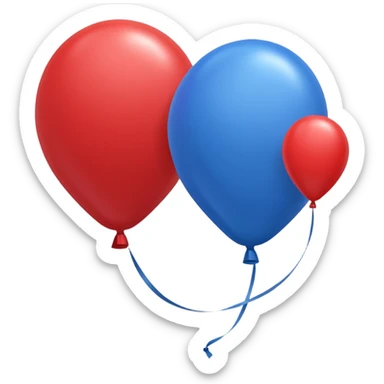 One red balloon and one blue balloon tied together  sticker
