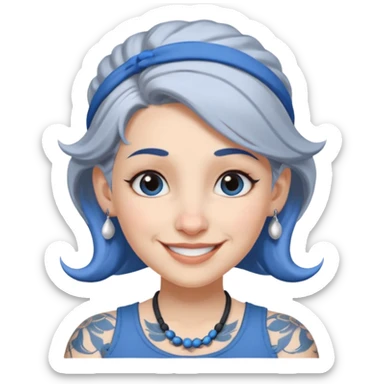 white-gray haired heavy blue tattooed head accessory big nose young girl sticker