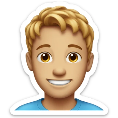 smiling boy with lots of freckles in blue shirt sticker