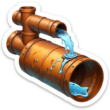 sewer pipe with leaking water rust clear sticker