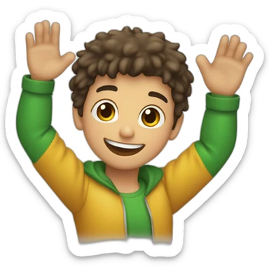 joven muchacho festejando con los brazos hacia arriba feliz sticker