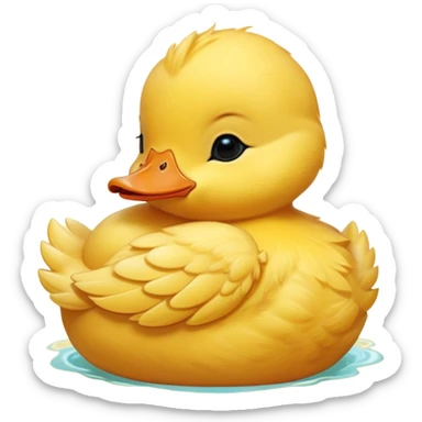 Meme-Worthy Cute Sleeping Yellow Baby Duck Portrait Emoji, Head resting peacefully with a contented smile, showcasing a delightfully tiny build and a luxuriously soft bright yellow downy coat, eyes shut in a serene, restful nap, Simplified yet hilariously adorable features, highly detailed, glowing with a soft, drowsy light, high shine, relaxed and utterly lovable, stylized with an air of playful laziness, bright and heartwarming, soft glowing outline, capturing the essence of a comically sleepy duckling, so meme-worthy it feels like it could instantly become the next viral sensation of adorable slumber! sticker