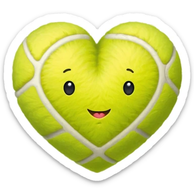 A tennis ball In a shape of a love heart sticker