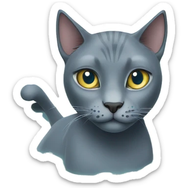 Russian blue cat queen in a swimming pool  sticker