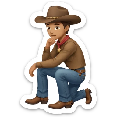 side profile of cowboy leaning on knees sticker