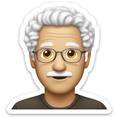 European, white curly hair, man, elderly, earring. sticker