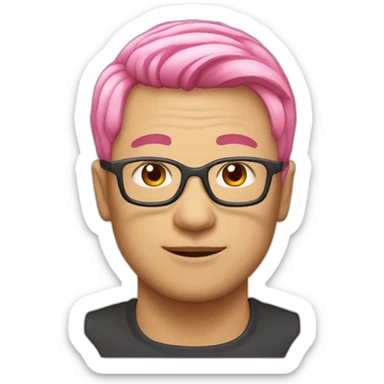spectacle-pinkhair-middleage-man-japanese sticker