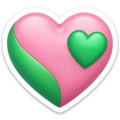 Pink heart with smaller green heart sticker