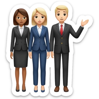 standing and saying goodbye 3 of coworkers to right side, full body view sticker